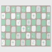 Papier Cadeau Retro Jade Starbursts Envelopper du papier (Plat)