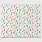 Papier Cadeau Retro Joyeux arbres de Noël Fun Motif de vacances (Plat)