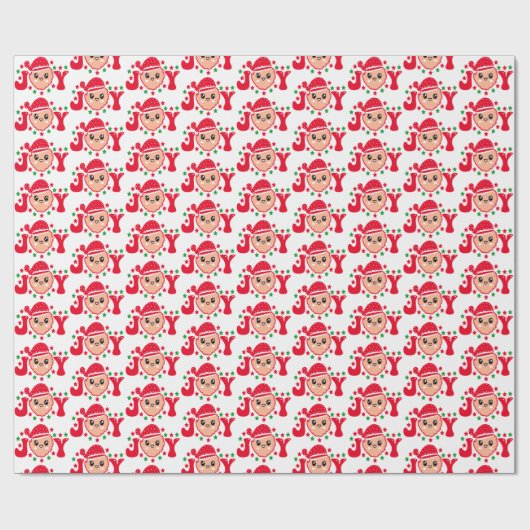 Papier Cadeau Retro les années 70 Joy Santa Claus Enveloppement (Plat)