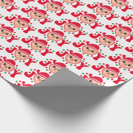 Papier Cadeau Retro les années 70 Joy Santa Claus Enveloppement (Coin)