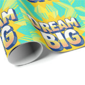 Papier Cadeau Retro lettering dream big text (Coin rond)