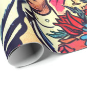 Papier Cadeau Retro Love Couple Comic (Coin rond)