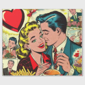 Papier Cadeau Retro Love Couple Comics (Plat)