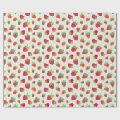 Papier Cadeau Rétro Main Illustrée Chic Vert Menthe Fraise (Plat)