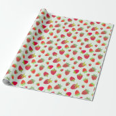 Papier Cadeau Rétro Main Illustrée Chic Vert Menthe Fraise (Déroulé)