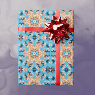 Papier Cadeau Rétro Mandala Bleu et orange
