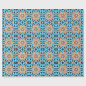 Papier Cadeau Rétro Mandala Bleu et orange (Plat)
