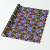 Papier Cadeau Rétro Mandala bleu violet et jaune (Déroulé)
