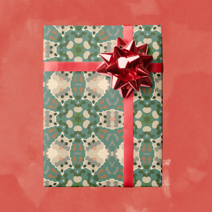 Papier Cadeau Retro Mandala Green Brown et orange