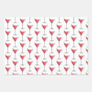 Papier Cadeau Retro Martinis 3 façons Envelopper la feuille de p