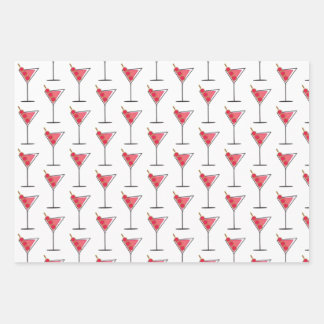 Papier Cadeau Retro Martinis 3 façons Envelopper la feuille de p