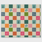 Papier Cadeau Retro Merry and Bright Christmas Wrapping Paper (Plat)