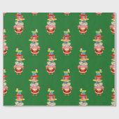 Papier Cadeau Retro mi-siècle Noël Père Noël avec cadeaux (Plat)