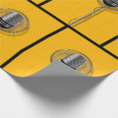 Papier Cadeau Retro Microphone on Bold Yellow (Coin)