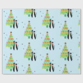 Papier Cadeau Retro Mid-Century moderne Cool Chat Arbre de Noël (Plat)