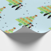 Papier Cadeau Retro Mid-Century moderne Cool Chat Arbre de Noël (Coin)