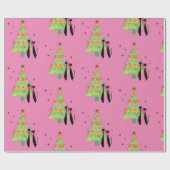 Papier Cadeau Retro Mid-Century moderne Cool Chat Arbre de Noël (Plat)