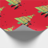 Papier Cadeau Retro Mid-Century moderne Cool Chat Noël Arbre W (Coin)