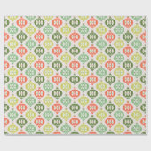 Papier Cadeau Retro Mid Century Rouge, Pêche et Vert Noël (Plat)