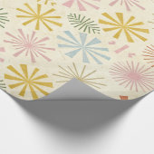 Papier Cadeau Retro Mid-Century Starburst Pattern Wrapping Paper (Coin)