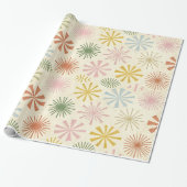Papier Cadeau Retro Mid-Century Starburst Pattern Wrapping Paper (Déroulé)