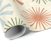Papier Cadeau Retro Mid-Century Starburst Pattern Wrapping Paper (Coin rond)