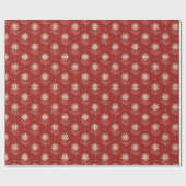 Papier Cadeau Retro Mid Mod Floral Pattern White Daisies on Red (Plat)