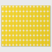 Papier Cadeau Retro Mid-siècle moderne Star Motif jaune (Plat)