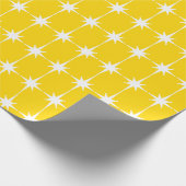 Papier Cadeau Retro Mid-siècle moderne Star Motif jaune (Coin)