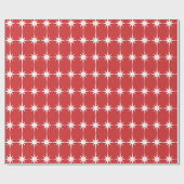 Papier Cadeau Retro Mid-siècle moderne Star Motif rouge & blanc (Plat)