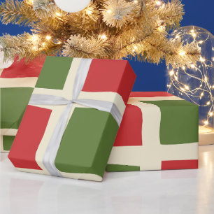 Papier Cadeau Rétro minima moderne Noël Check Grand Motif