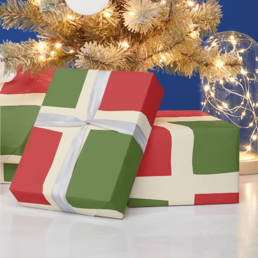 Papier Cadeau Rétro minima moderne Noël Check Grand Motif (Vacances)