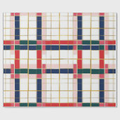 Papier Cadeau Retro MOD Plaid Rouge or (Plat)