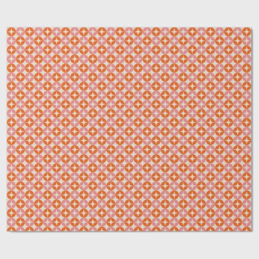 Papier Cadeau Retro Modern Pink Orange Holiday Pattern (Plat)