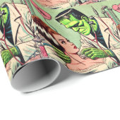 Papier Cadeau Retro Monster Love Comics (Coin rond)