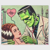 Papier Cadeau Retro Monster Love Comics (Plat)