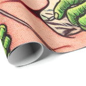 Papier Cadeau Retro Monster Love Comics (Coin rond)