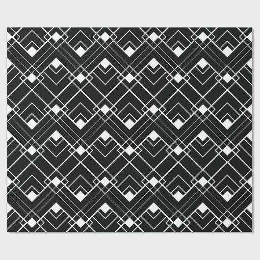 Papier Cadeau Rétro motif noir et blanc d'art déco (Plat)