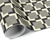 Papier Cadeau Rétro motif noir et bronzage (Coin rond)