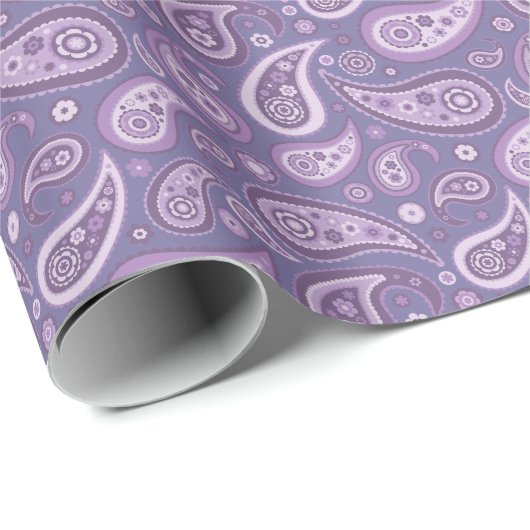 Papier Cadeau Rétro motif pourpre de Paisley (Coin rond)
