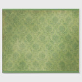 Papier Cadeau Rétro motif vert vintage de damassé (Plat)