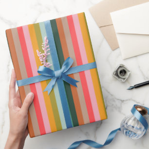 Papier Cadeau Rétro multicolore ludique rayure géométrique color