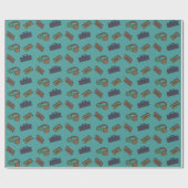 Papier Cadeau Retro Music Audio Collage Turquoise (Plat)
