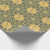 Papier Cadeau Retro Navy Brown Motif Custom Business Logo (Coin)