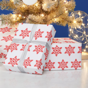 Papier Cadeau Retro Noël Blanc et Rouge Flacons de neige Vintage