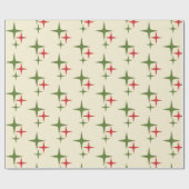 Papier Cadeau Retro Noël Mi-Siècle Moderne Étoiles atomiques (Plat)