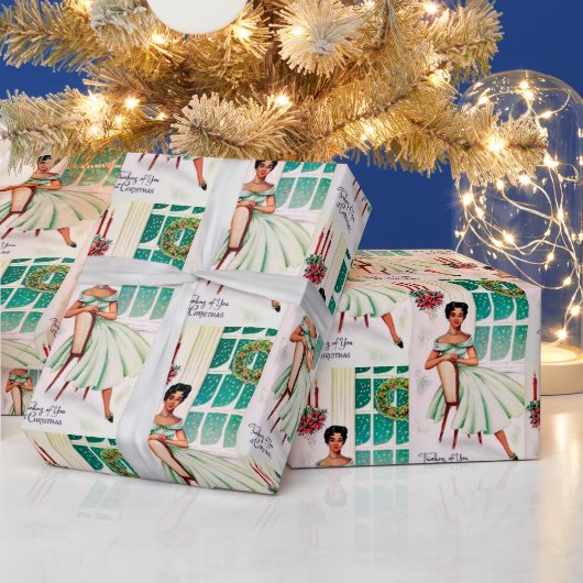 Papier Cadeau Retro Noël Penser à l'enveloppe de votre fête de d (Vacances)