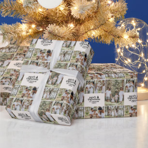 Papier Cadeau retro Noël photo collage moderne simple