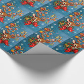 Papier Cadeau Retro Noël Reindeer Vacances (Coin)