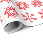 Papier Cadeau Retro Noël Rouge Neige Flacons Vintages (Coin rond)